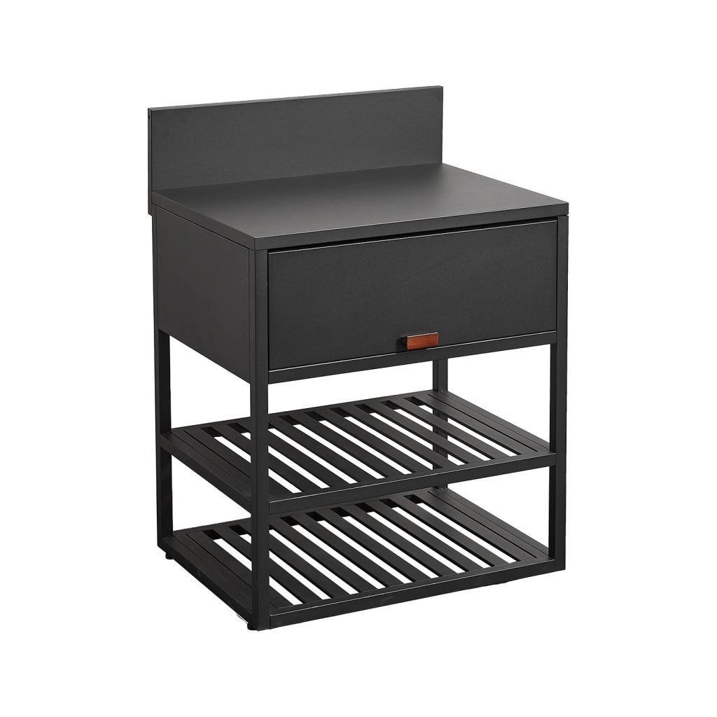 Cucina esterna in acciaio con 1 anta e 2 ripiani, 80cm, nero