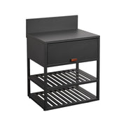Cucina esterna in acciaio con 1 anta e 2 ripiani, 80cm, nero