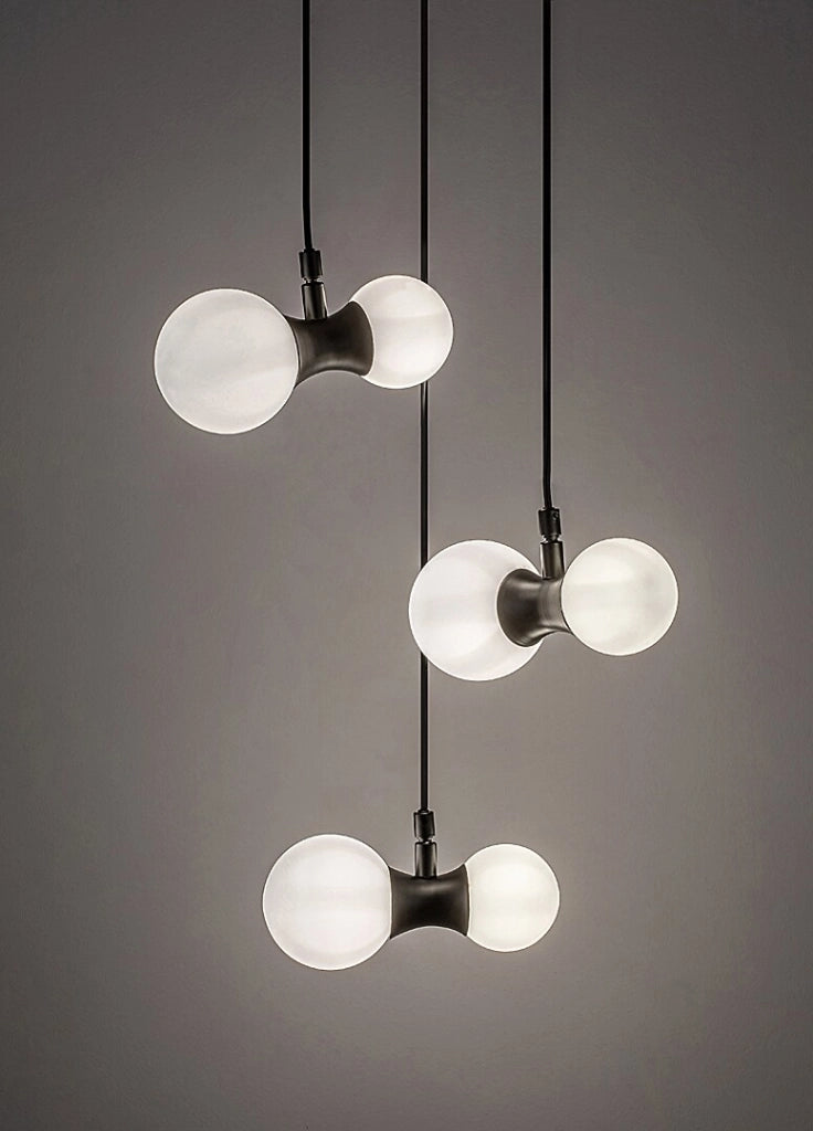 Lampadario Rabalux Lition nero vetro sfere bianche 6xG9