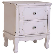 Tavolino in legno bianco invecchiato con 2 cassetti 50x36x55h cm