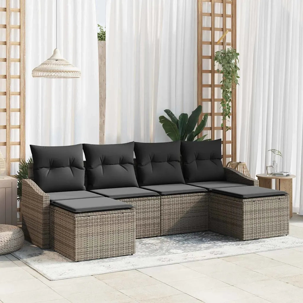 Set da Pranzo per Giardino con cuscino 6 pcs Grigio 3355498