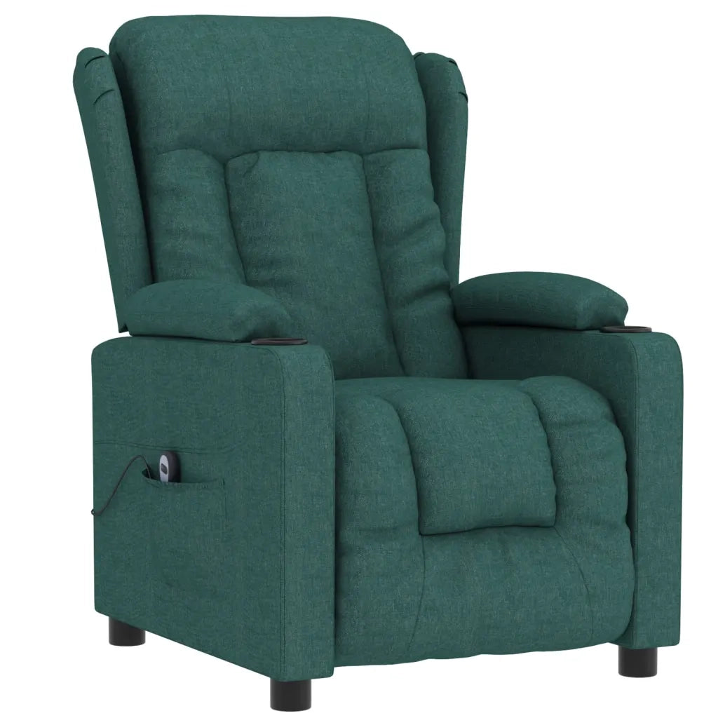 Poltrona | Sedia Relax Elettrica Reclinabile Verde Scuro in Tessuto