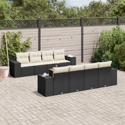 Set Divani da Giardino 9 pz con Cuscini Nero in Polyrattan 3225363