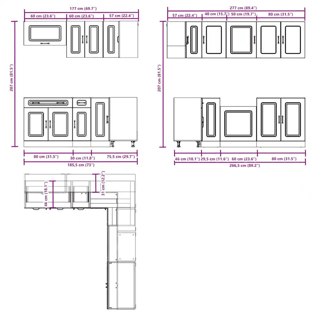 Set Mobili da Cucina 11 pz Kalmar Grigio Cemento in Truciolato