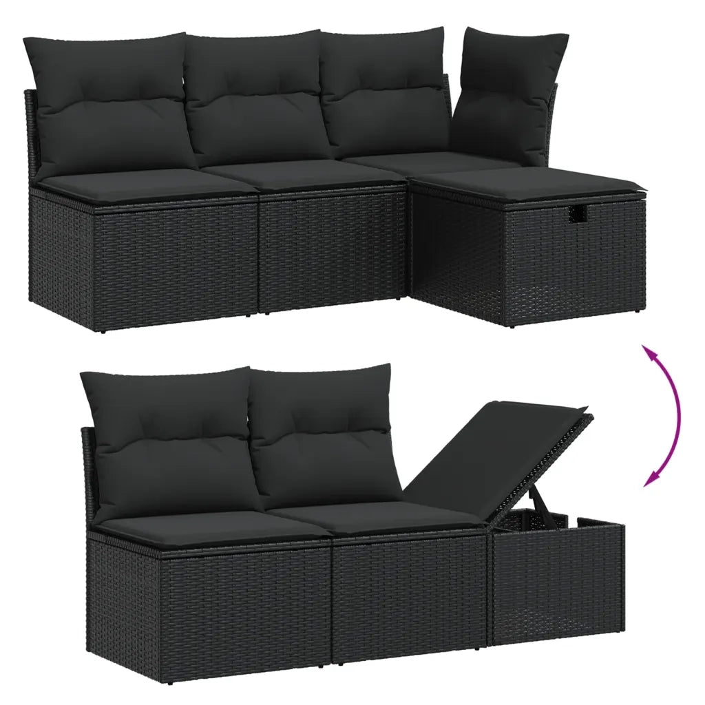 Set Divani da Giardino con Cuscini 7pz Nero Polyrattan 3263181