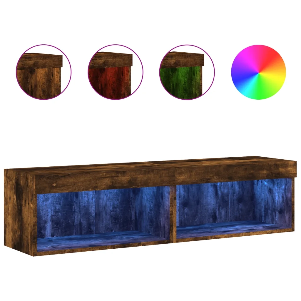 Mobili Porta TV con Luci LED 2 pz Rovere Fumo 60x30x30 cm 837136
