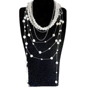 Collana di perle multistrato con ciondolo vintage, girocollo con nappe a strati, catena a maglia stellata