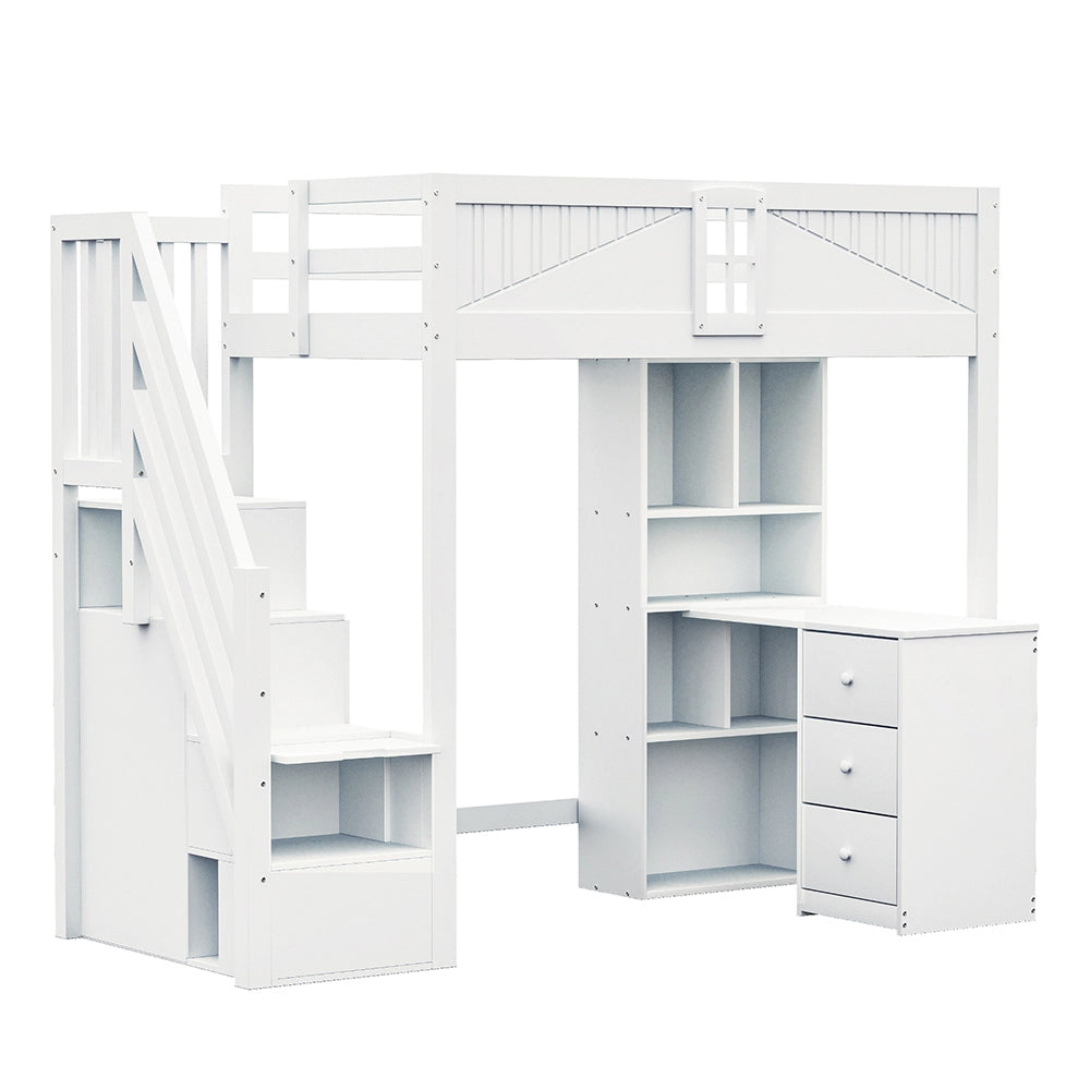 Letto a castello - Xylo - 90x200 cm scrivania bianco