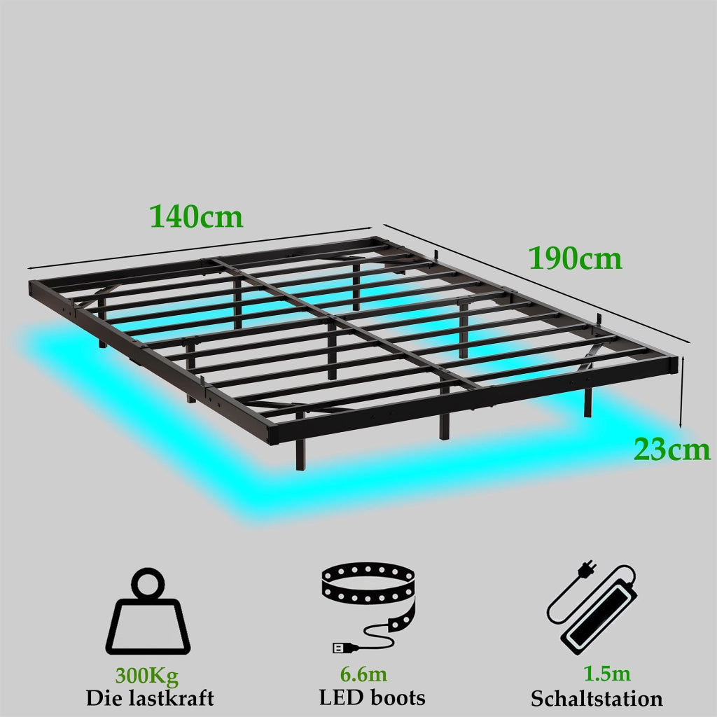 letto metallo nero 140 x 190 cm
