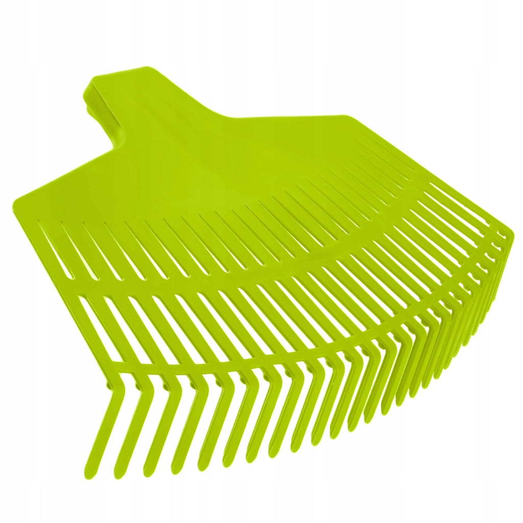 Rastrello da giardino KADAX per foglie ed erba, con artigli, senza manico, in plastica, verde