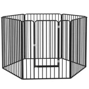 Recinto per Cani Grandi a 6 Pannelli Modulabili in Acciaio, 164x83x100 cm, Nero