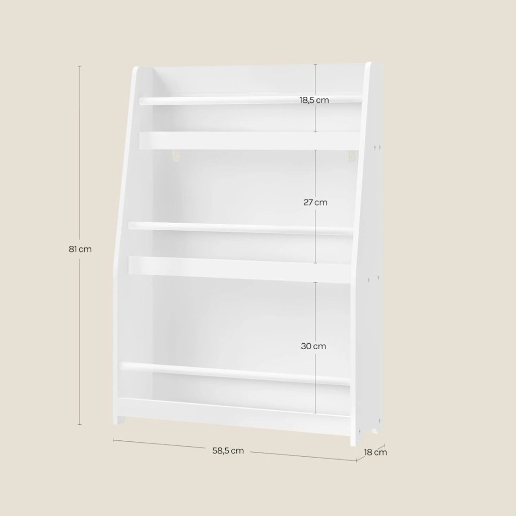 Libreria Montessoriana per Bambini, Scaffale Porta Libri e Giocattoli a 3 Ripiani, Organizzatore per Cameretta dei Bimbi, in MDF e Legno di Pino, Bianco