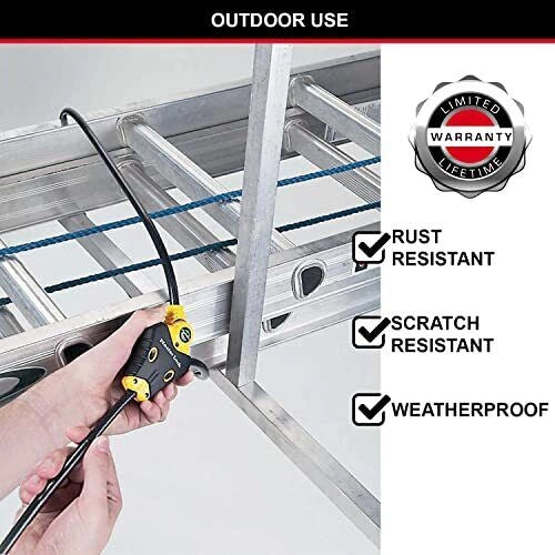 Master Lock 8420EURD Cavo di Sicurezza Regolabile Python 4.5 m x 10 mm acciaio intrecciato con chiave a tamburello 4 chiavi incluse colore Nero e Giallo