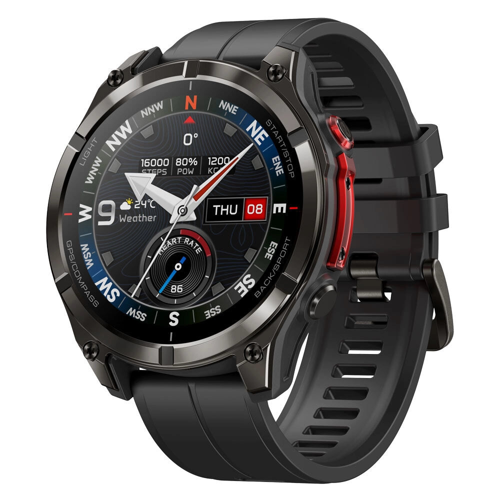 Smartwatch Orologio Intelligente con GPS; chiamate Bluetooth; schermo AMOLED da 1;43"; torcia; impermeabile 5 ATM - nero