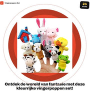 Set di pollici di peluche per bambini - 24 pezzi - Animali/Familiari - Educativi - Carini - Adatti a bambini - Dimensioni 75 x 55 mm - Pupazzi manuali
