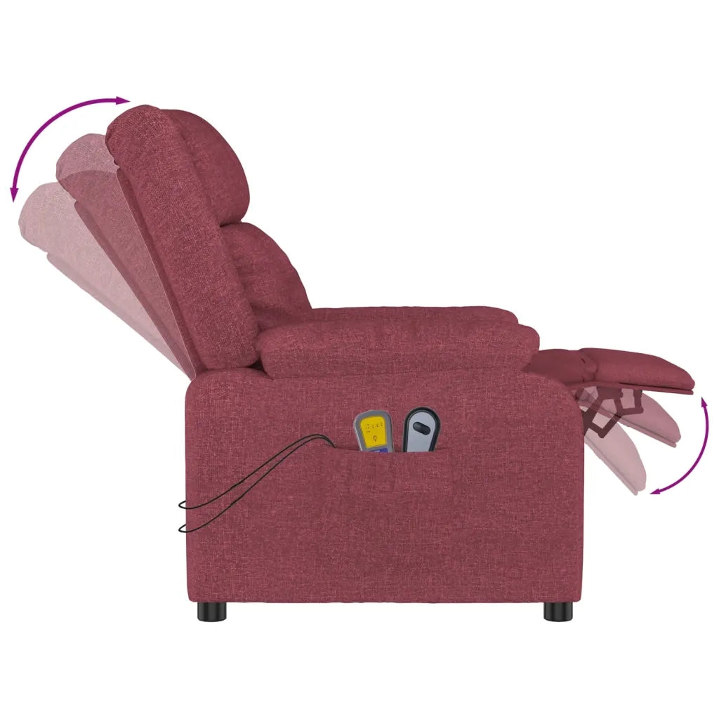 Poltrona Massaggiante Elettrica Rosso Vino in Tessuto 3143582