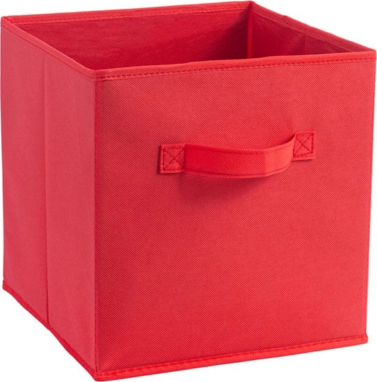 Set di 3 scatole pieghevoli, scatole di stoffa con maniglie e scatole di stoffa per la conservazione di giocattoli e oggetti da riporre, dimensioni: 27*27*28CM e 33*38*33CM, disponibili in diverse colorazioni - rossa, dimensione 27*27*28CM