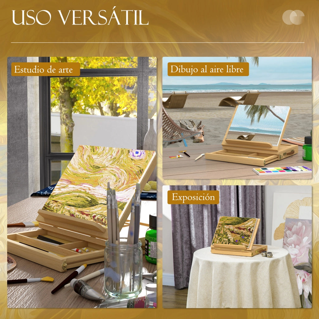 Cavalletto da Tavolo in Legno Pieghevole con Cassetto e Altezza Regolabile ¨C Minimal ¨C 33,5x26x26 cm