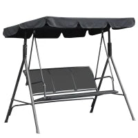 Dondolo da Giardino a 3 Posti Grand Confort Tetto Impermeabilizzato Inclinazione Regolabile Seduta e Schienale Ergonomici Acciaio Tessilene Grigio