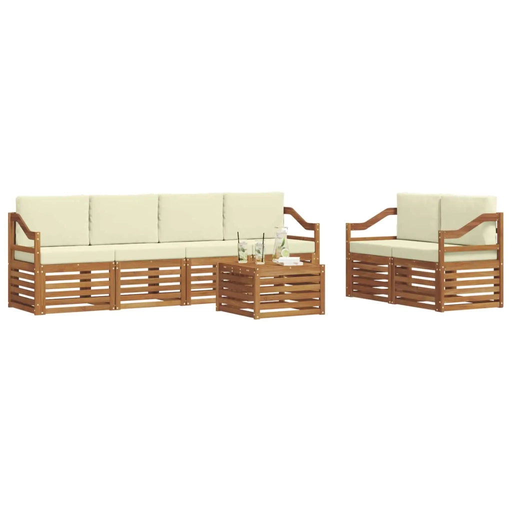 Set di divani da esterno 7 pz Naturale e Crema 3374425