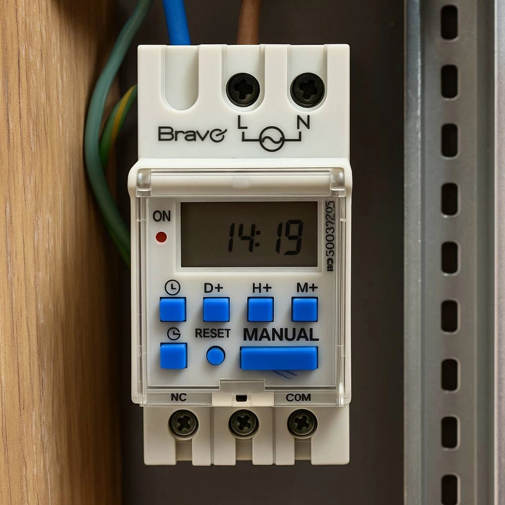 Interruttore orario digitale bravo 93003225 220-240v 16a guida din lcd