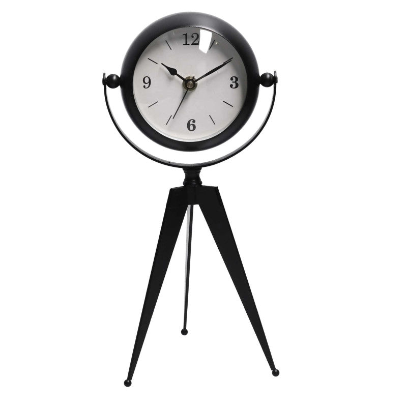 Orologio da tavolo metallo nero quadrante bianco cm 14x11h30