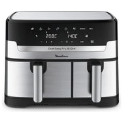 Moulinex Dual Easy Fry EZ905D20 friggitrice Doppia 8,3 L Indipendente 2450 W Friggitrice ad aria calda Nero, Acciaio inox