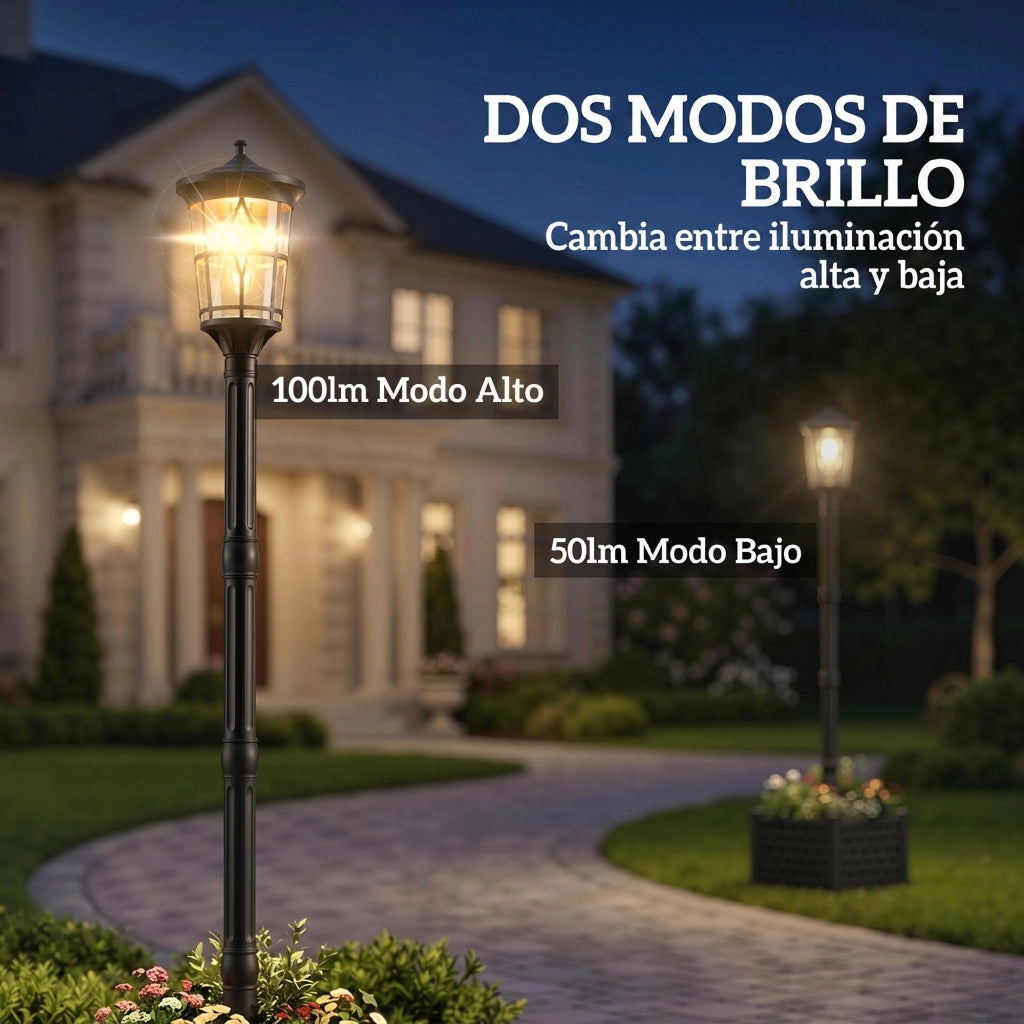 Lampada Solare da Giardino con Vaso ¨C Zephmum ¨C 2 Luci 100/50 lm IP44 Nero