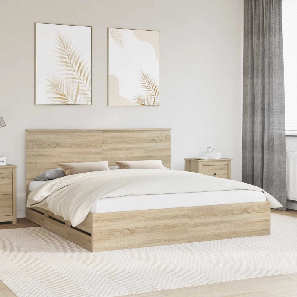 Struttura del letto con cassetto Rovere Sonoma 200 x 200 cm