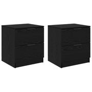 Set di 2 Comodini | Armadio da Notte | Mobiletto da notte con cassetto Rovere Nero 45 x 39 x 50cm