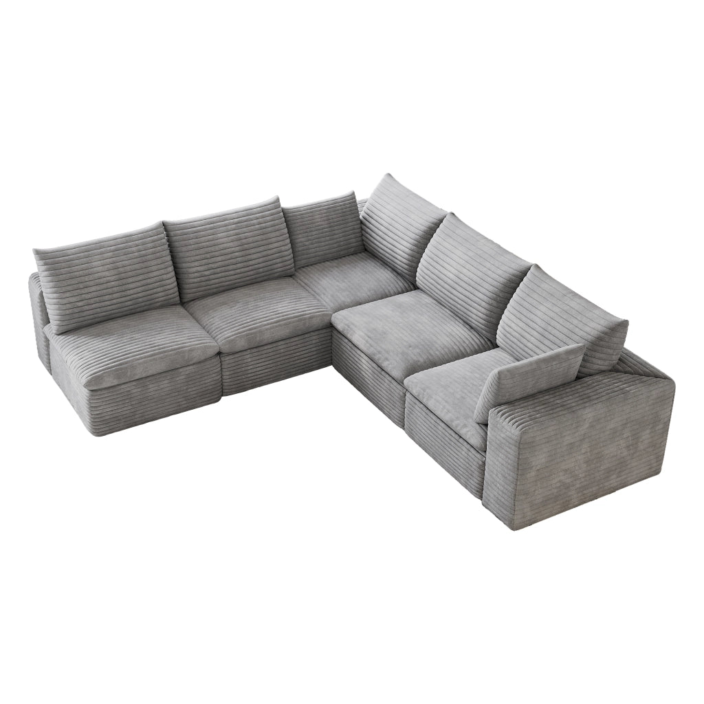 Divano Cloud 340cm ¨C MINIMAL ¨C Tessuto Velluto a Coste, Grigio Scuro, Imbottito, Sfoderabile