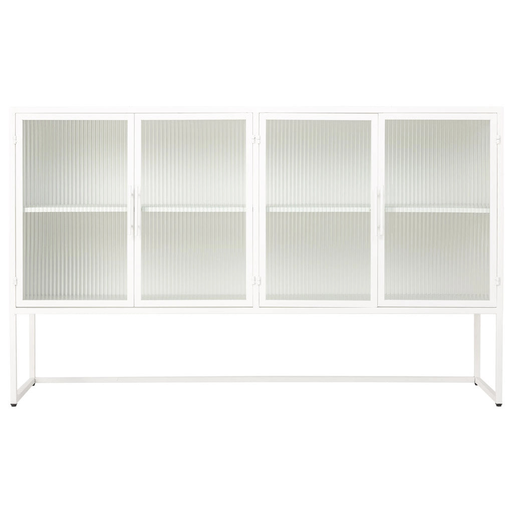 Credenza in metallo bianco a 4 ante 150x38,5x90,5h cm