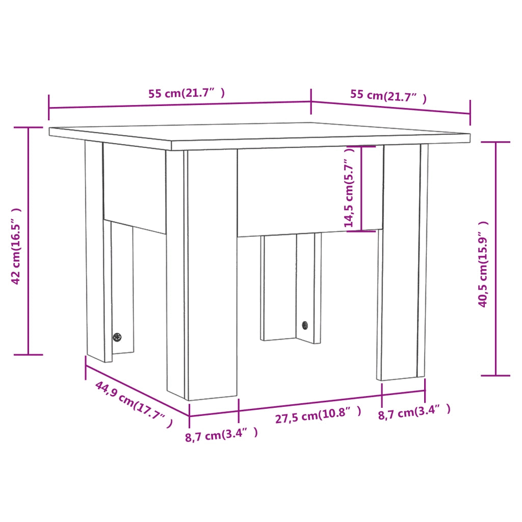 Tavolino da Salotto-Tavolino da soggiorno Bianco 55x55x42 cm in Legno Multistrato