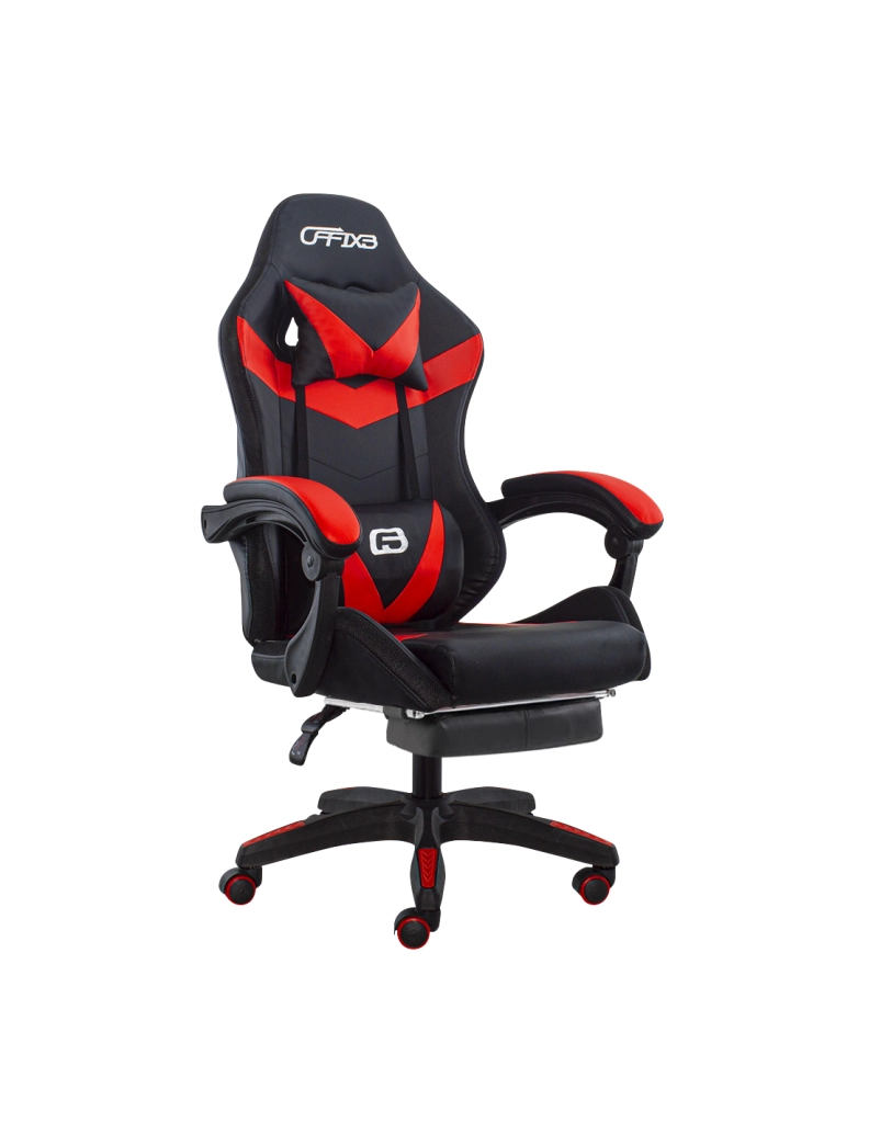 Sedia da Gaming Ergonomica 66x60x134 cm con Poggiapiedi in Similpelle Rosso