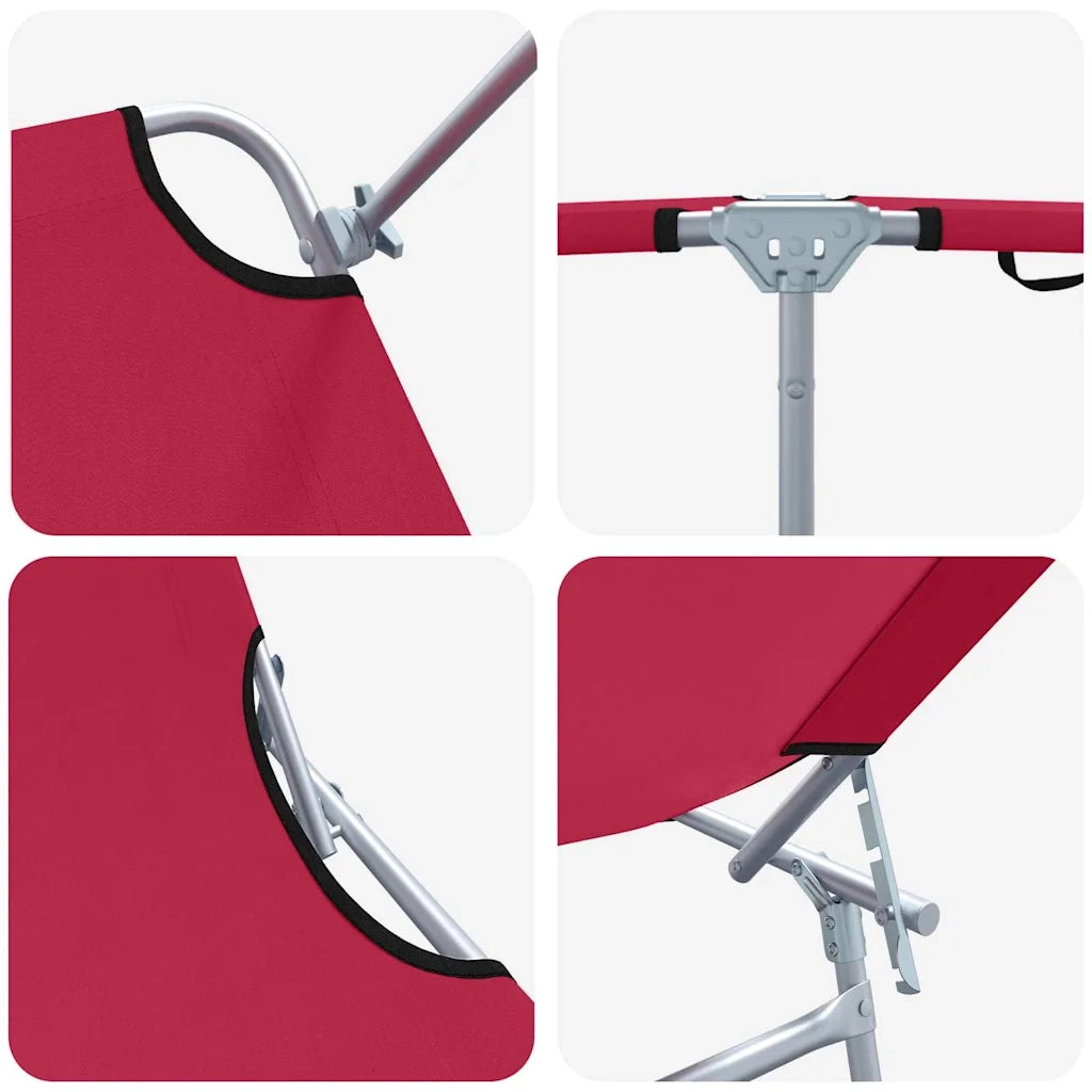 Lettino da sole 2 pcs Rosso 58 x 188 x 77cm Poliestere 42003061