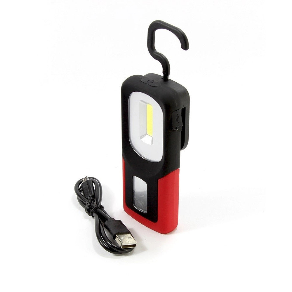 Trade Shop - Lampada Torcia Lavoro Calamita Portatile Led Ricaricabile Base Magnetica Gancio -