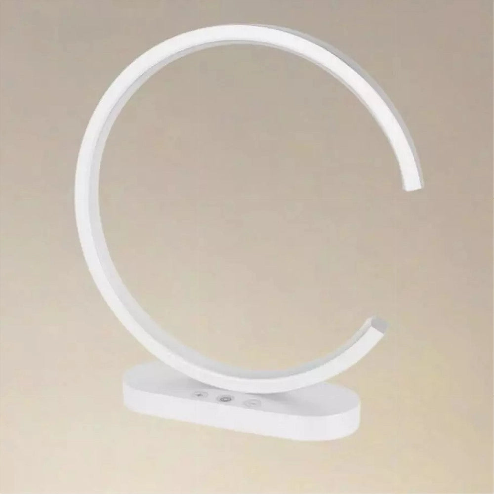 Trade Shop - Lampada Da Tavolo Led 12w Design Curva Bianco Touch Scrivania Comodino Ip20 32736 -