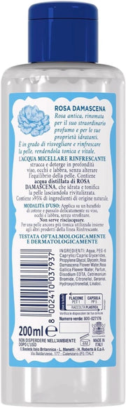 ACQUA MICELLARE ALLE ROSE 200 ML ALLA ROSA DAMASCENA RINFRESCANTE