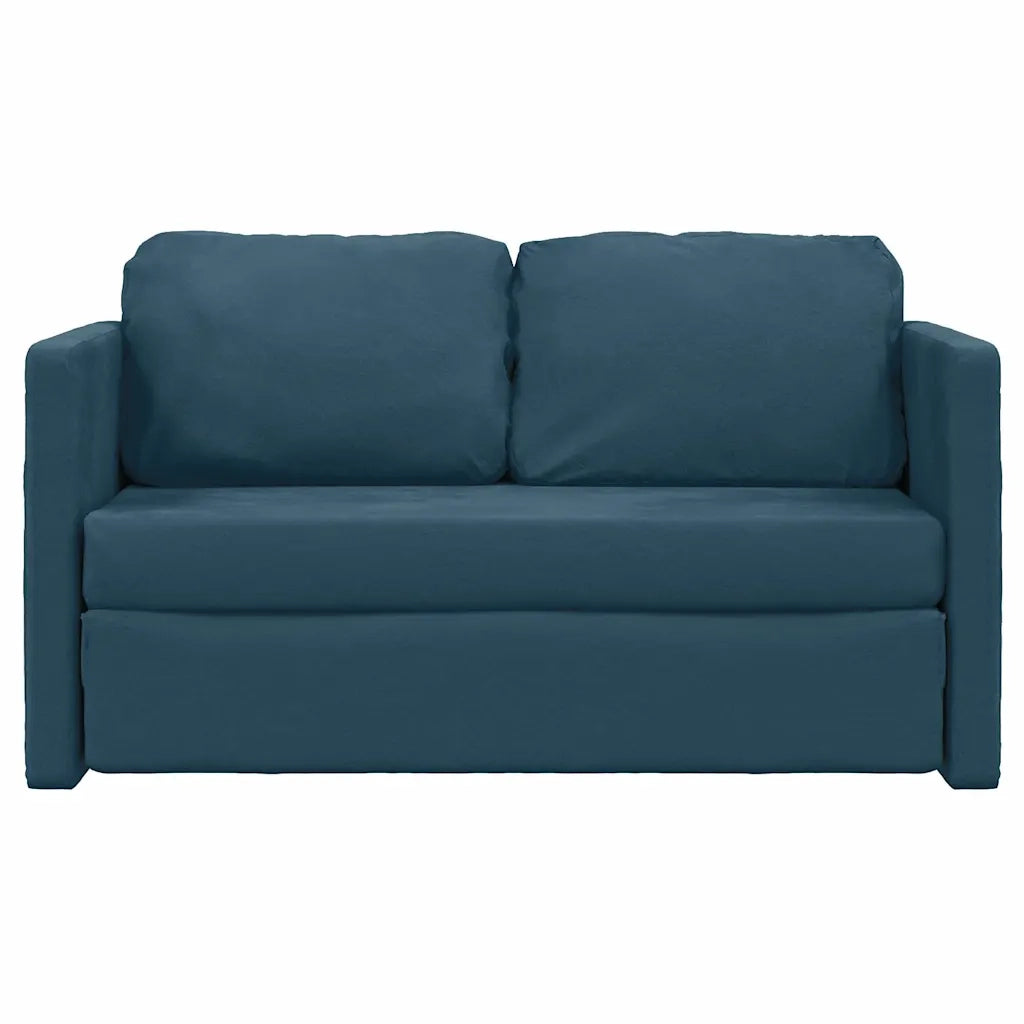 Divano Letto da Terra 2 in 1 Blu 122x204x55 cm Velluto