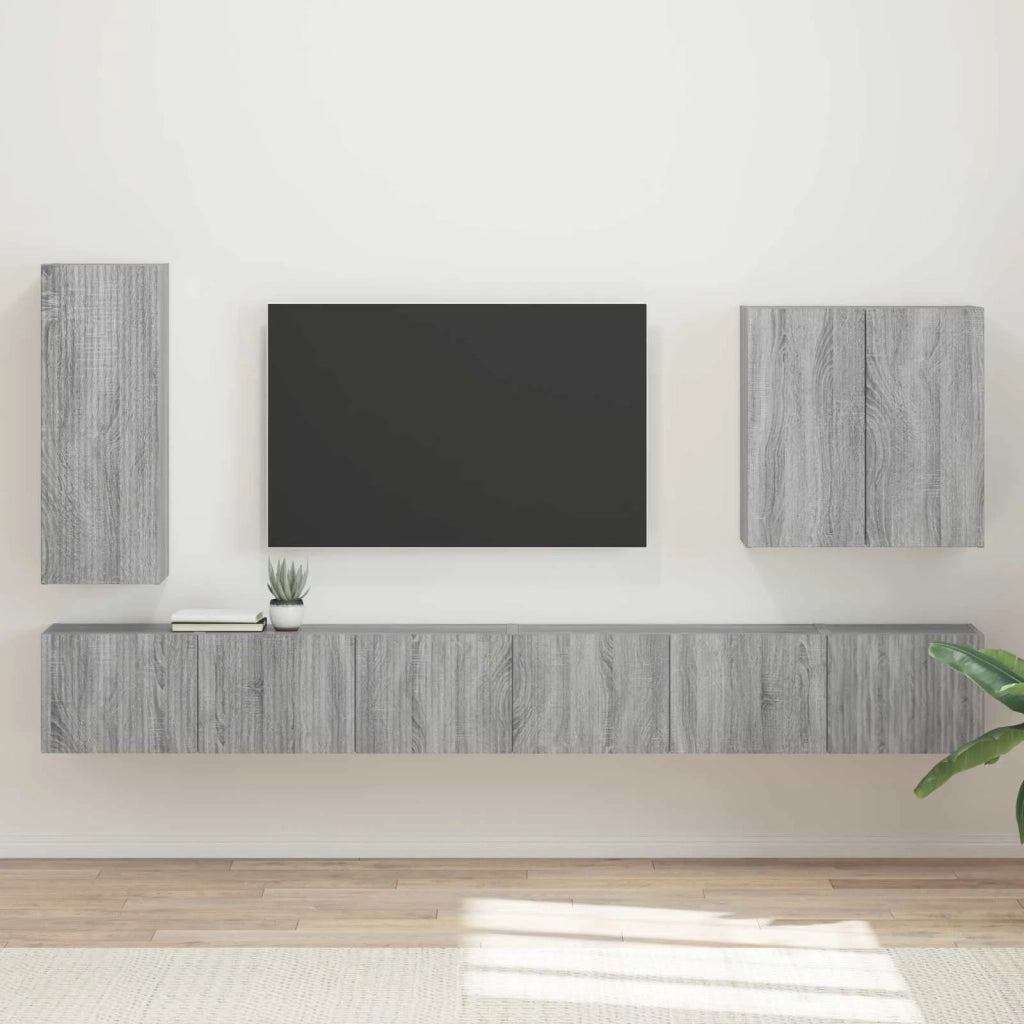 Set di Mobiletto da TV a Parete 6 pcs Grigio Sonoma 3408949