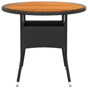 Tavolo Giardino Ø80x75 cm Massello Acacia e Polyrattan Nero 310608