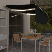 Tenda da Sole Retrattile Manuale con LED 4x3 m Antracite 3069304