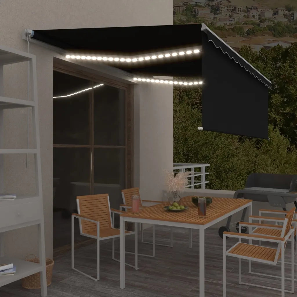 Tenda da Sole Retrattile Manuale con LED 4x3 m Antracite 3069304