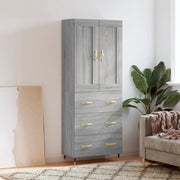 Credenza-Buffet-Armadio da cucina Grigio Sonoma 69,5x34x180 cm in Legno Multistrato 474590