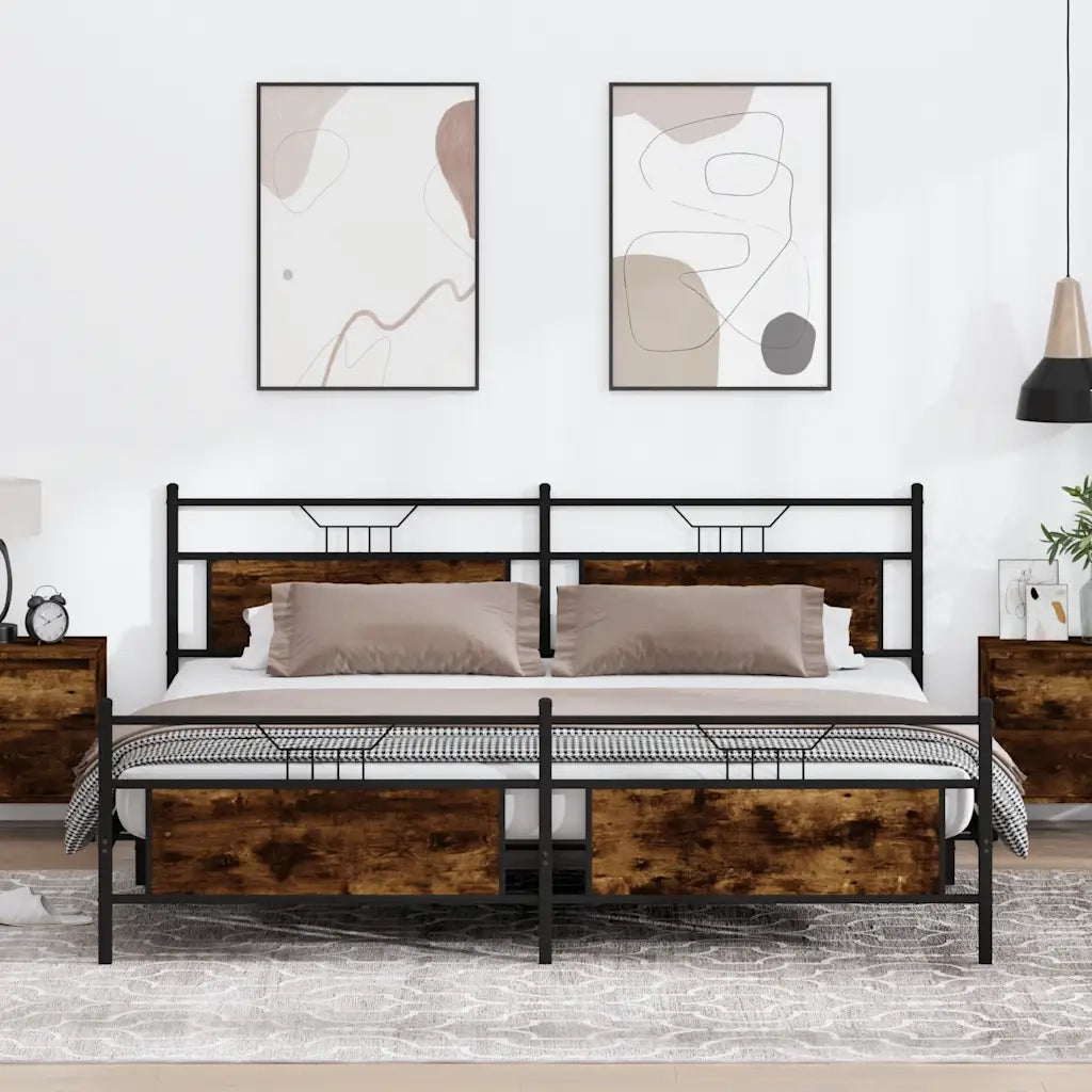 Giroletto senza Materaso in Metallo Rovere Fumo 193x203 cm