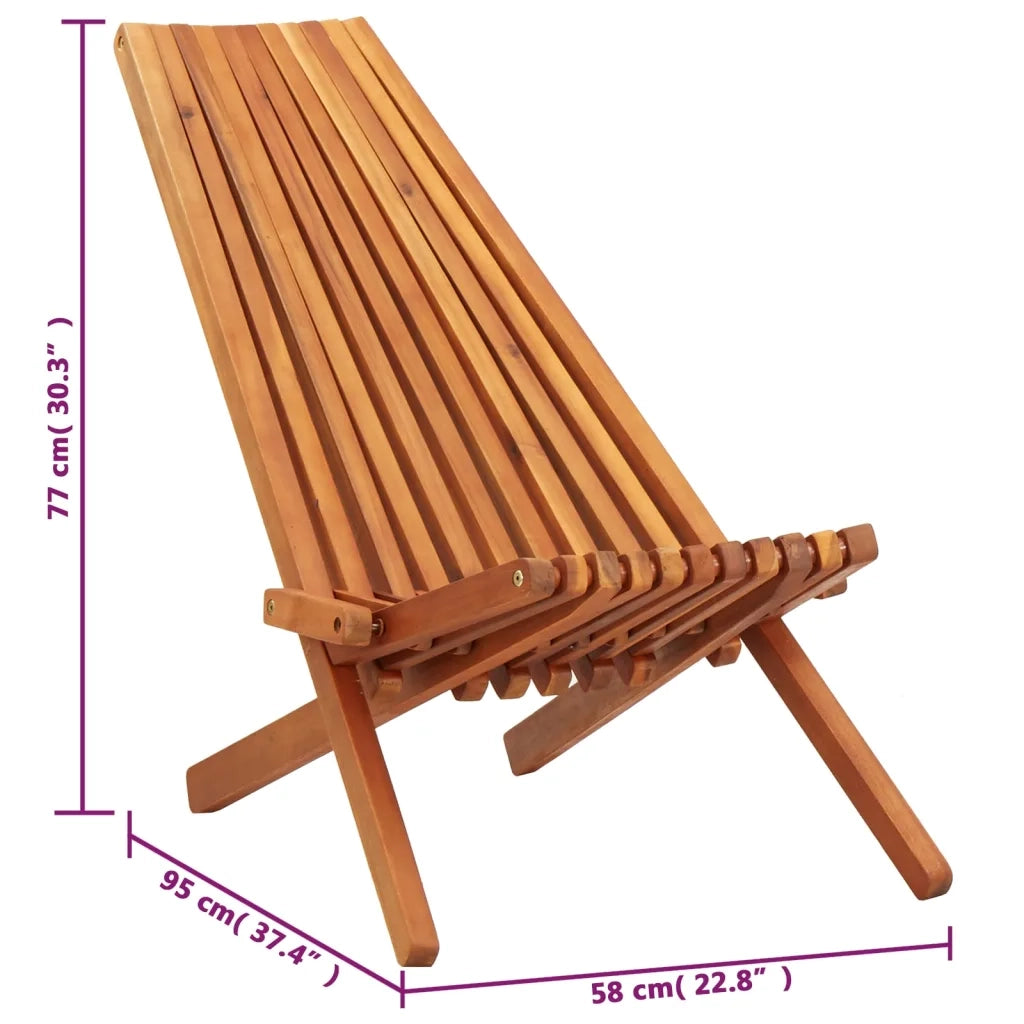 Sedia a Sdraio da Esterno Pieghevole Legno Massello di Acacia 45974