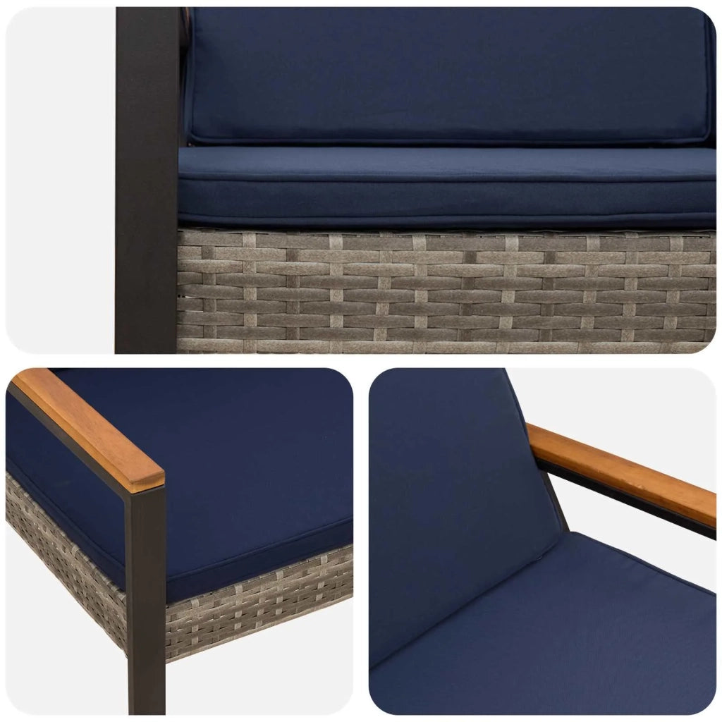 Panchina da esterno Grigio e Blu Navy 107 x 61 x 80 cm