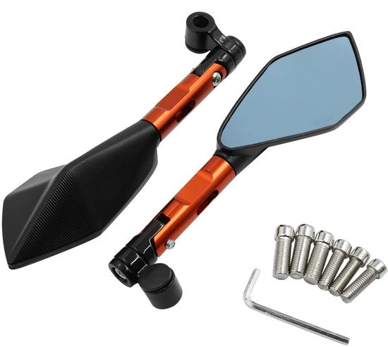 Specchio Retrovisore per Motocicletta - Set da 2 Pezzi - 8 mm/10 mm Boccole - Materiale Resistente al Corrosione - Antiossidante/Antibatterico - Specchio Retrovisore Regolabile