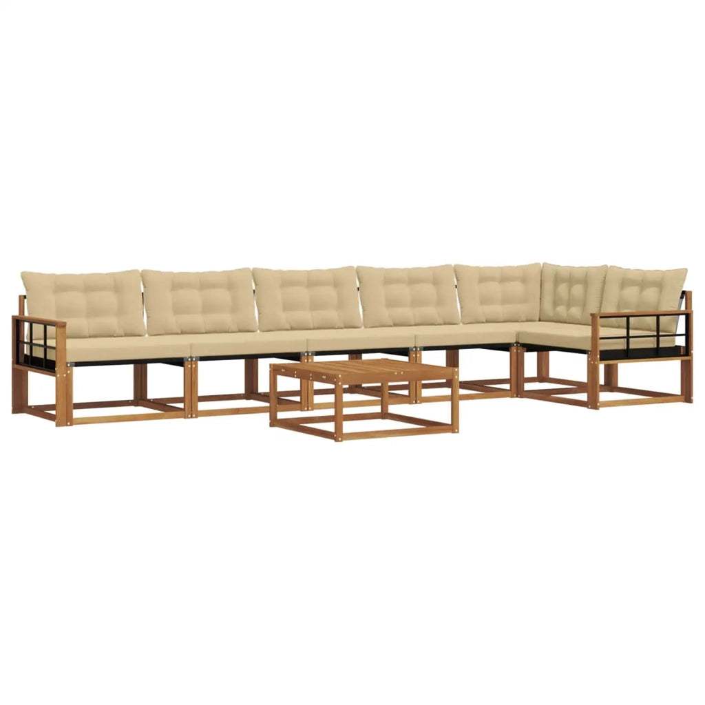 Set di divani da esterno con cuscino 7 pcs Naturale e Beige