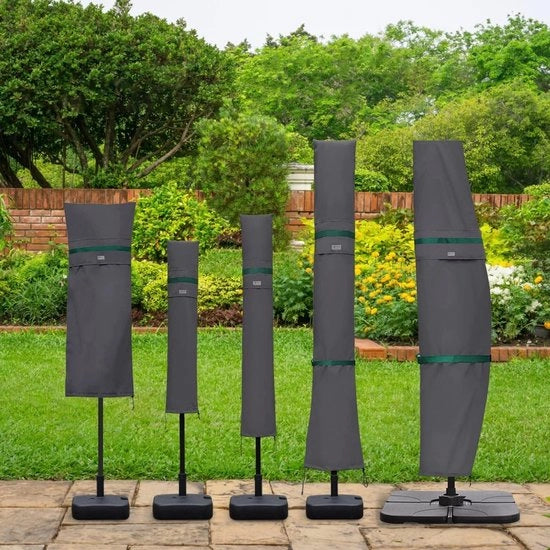 Parasole per Ø 300 cm parasole con asta e aperture di ventilazione - Giardino e Terrazza - Impermeabile grigio scuro - 100% poliestere